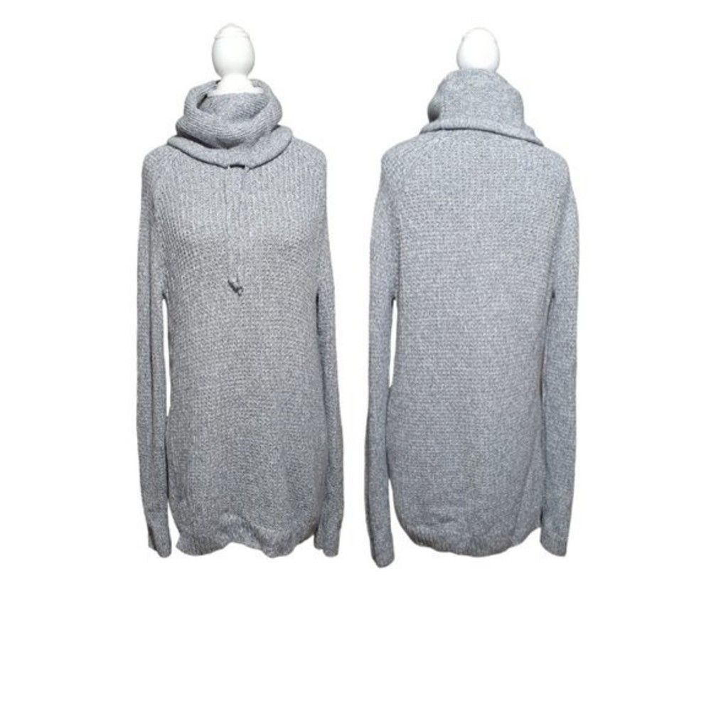 Athleta Women's Chunky Knit Merino Wool Blend Grey Side Zipper Sweater Sz Small